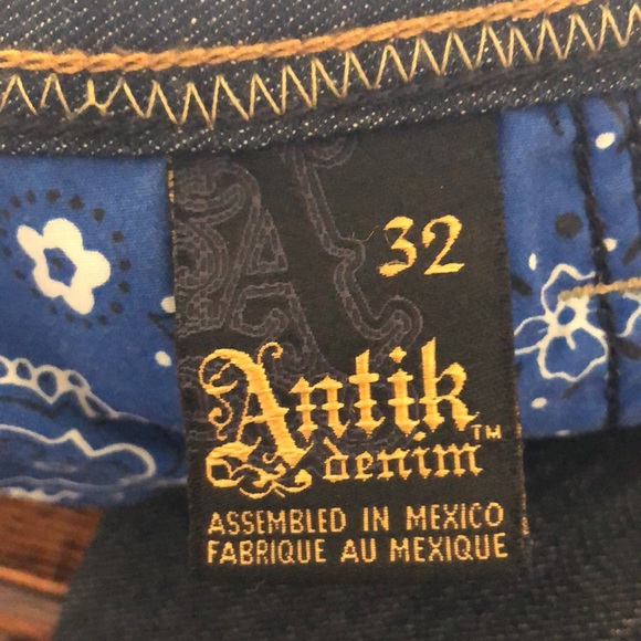 Antik Denim Dark Wash Embroidered Pocket Wide Leg Jeans LNWOT - Picture 9 of 13